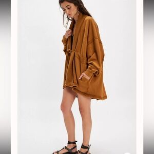 Free People Boothbay Sweatshirt Jacket Cardi Top Ventilated Oversized S